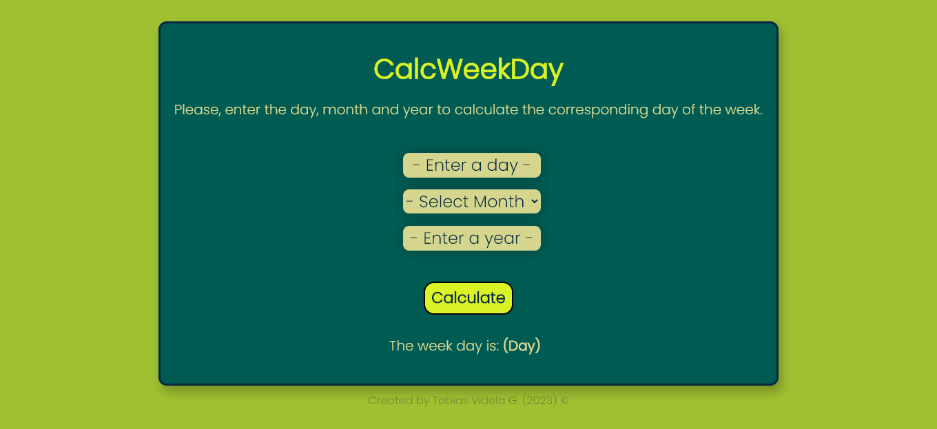 CalcWeekDay, preview, project, programming